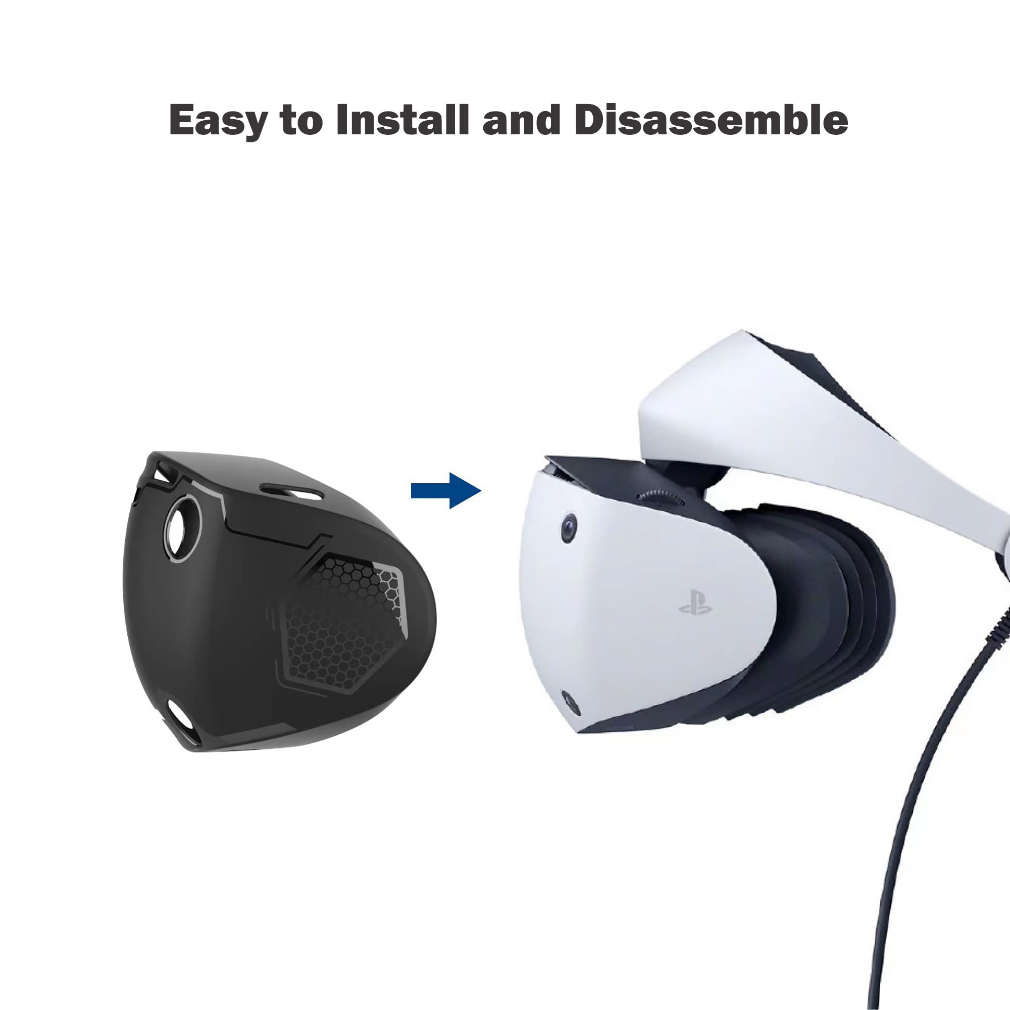 Ensemble de coques de protection VR compatible avec PS VR2, casque VR en silicone, coque d'objectif, coussinets antidérapants en silicone, capuchon à bascule