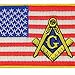 American Flag Masonic Patch Embroidered USA Square Compass Applique Iron On Sew On Emblem
