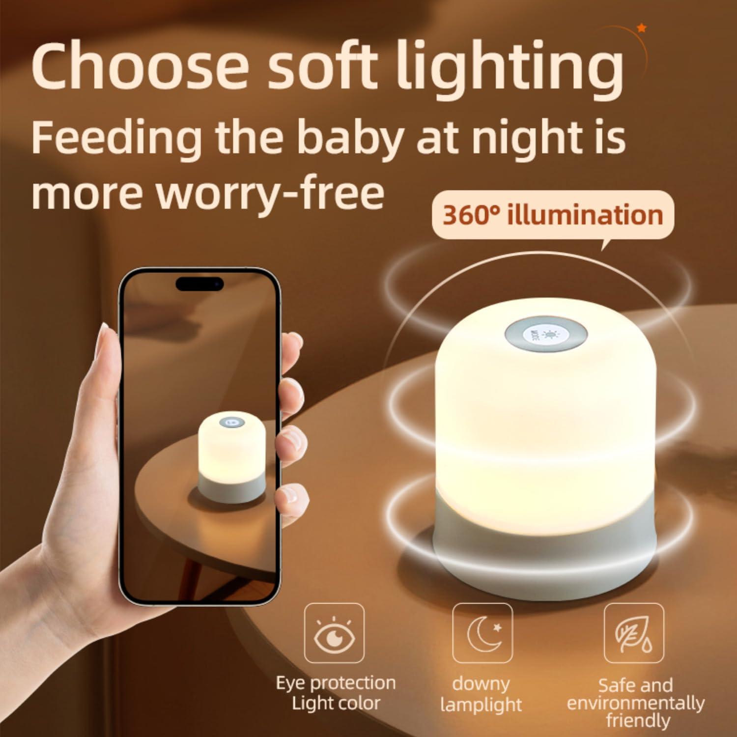 Luz nocturna portátil para bebé, luz de huevo de 3 colores para guardería, lámpara LED pequeña recargable, 2400 mAh, luz nocturna táctil regulable, para niños pequeños, adultos