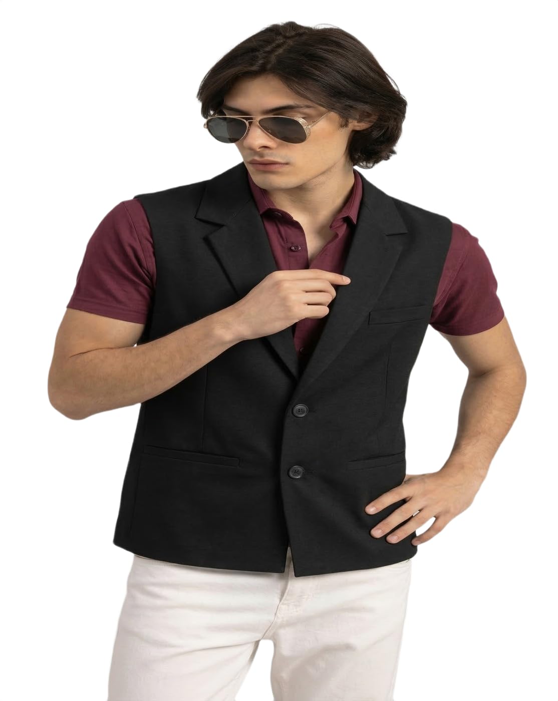 Plus Size Waistcoat,Black Waistcoat,Sleeveless Blazer-picture-18