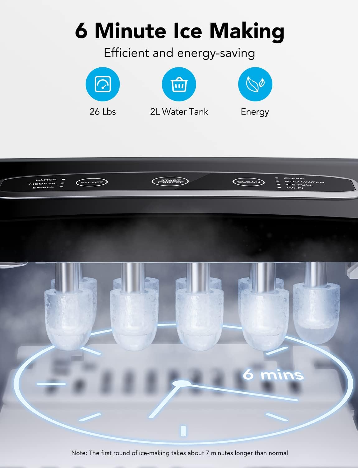 Stainless Steel Portable Smart Countertop Ice Maker with App Control