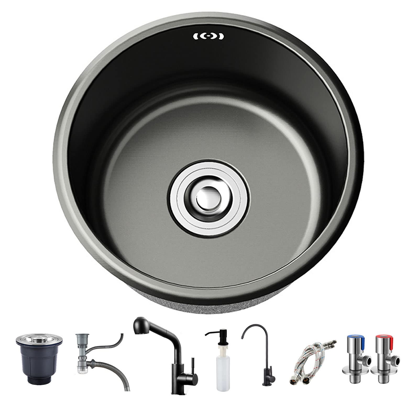 Sdgeryeeg E Round Sink, Stainless Steel Sink，Round Undermount Kitchen Sink With Faucet，Singl Bowl Sinks(,32 * 32Cm)