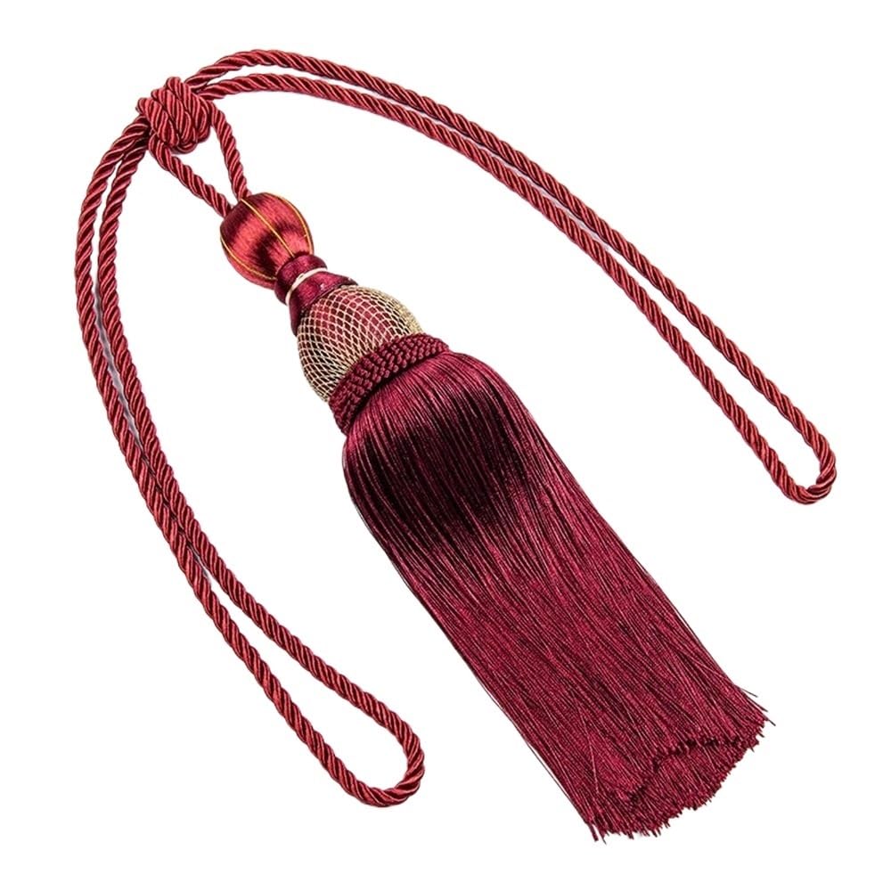 YATINGZHANG Tie Backs For Curtains Punch-free Curtain Tassels Tieback Multicolor No Installation Tassel Ties Gold Wire Hanging Ball Polyester Yarn(Red)