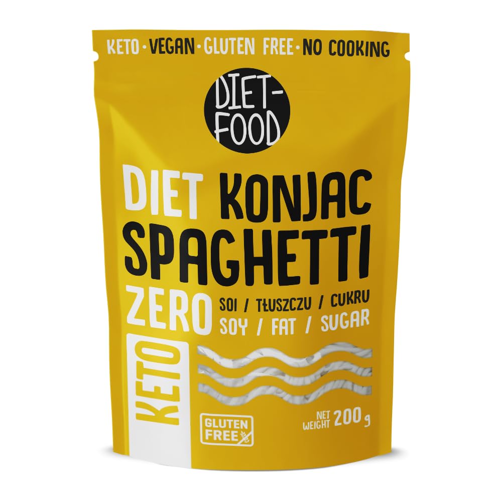 Diet-Food Shirataki Spaghetti - Low Carb Bio Konjac Nudeln | 200 Gramm Kalorienarmes Veganes Essen, Fettfrei, Sojafrei, Glutenfrei Schlankheits Nudeln, Glucomannan