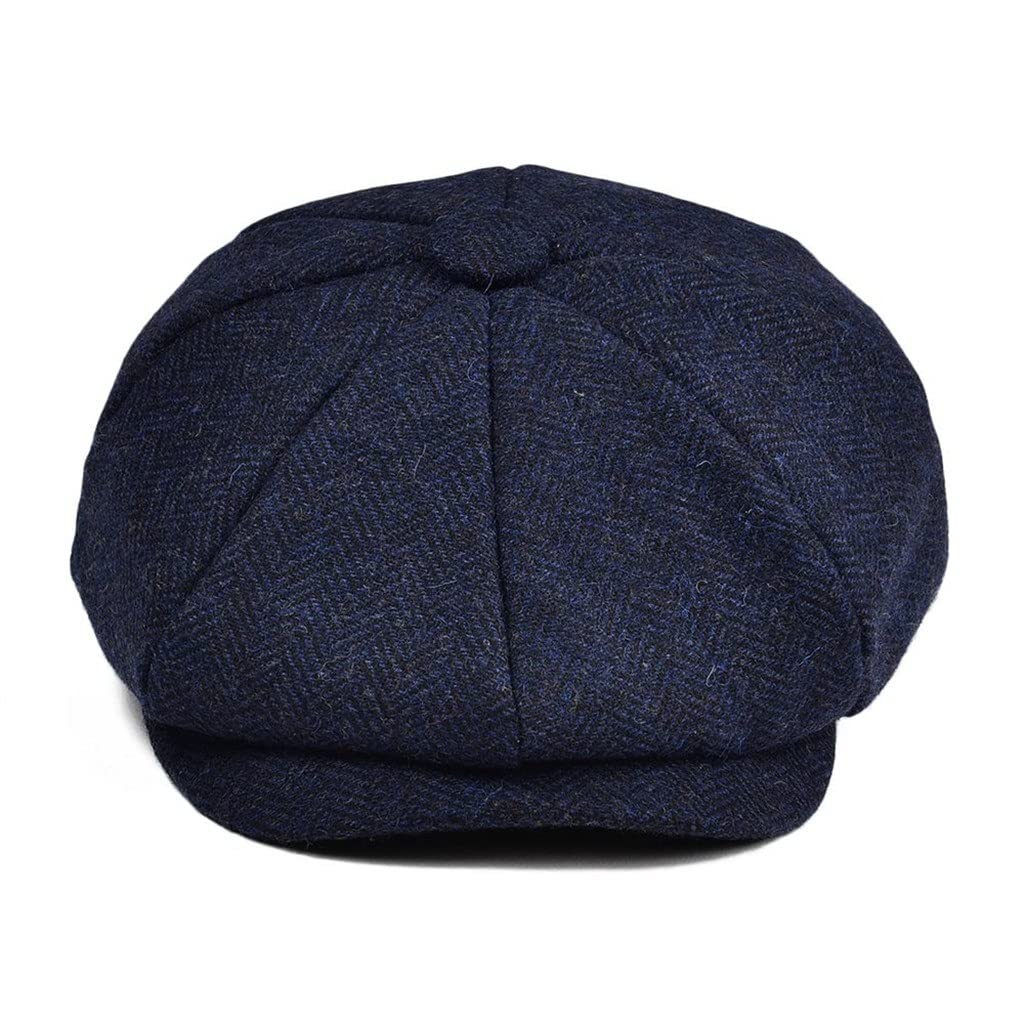 Chłopięce czapki gazeciarz mały rozmiar dziecięcy granatowy wełniany tweedowy płaska czapka maluch dziecięcy beret młodzieżowy (kolor: niebieski, rozmiar: 52 cm)