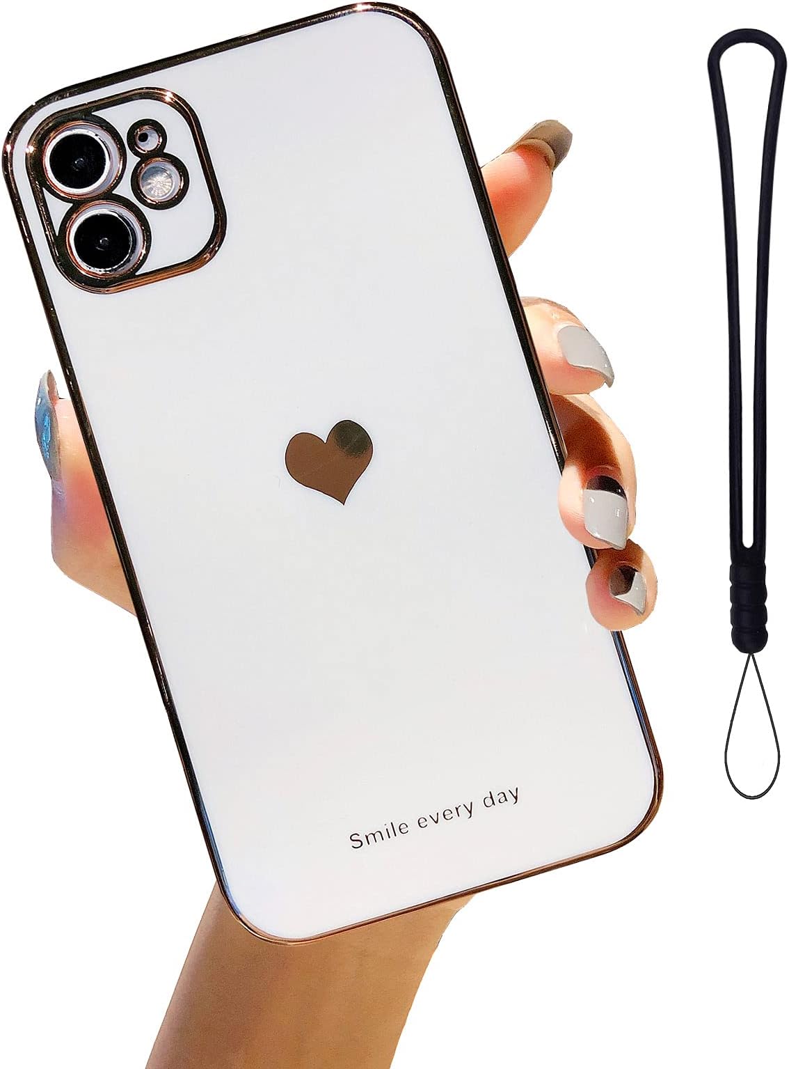 LLGOCompatible for iPhone 11 Case 6.1 Inch Electroplated Love Heart, Case for iPhone 11 Plating Soft TPU Shockproof Camera Protective Back Cover - White