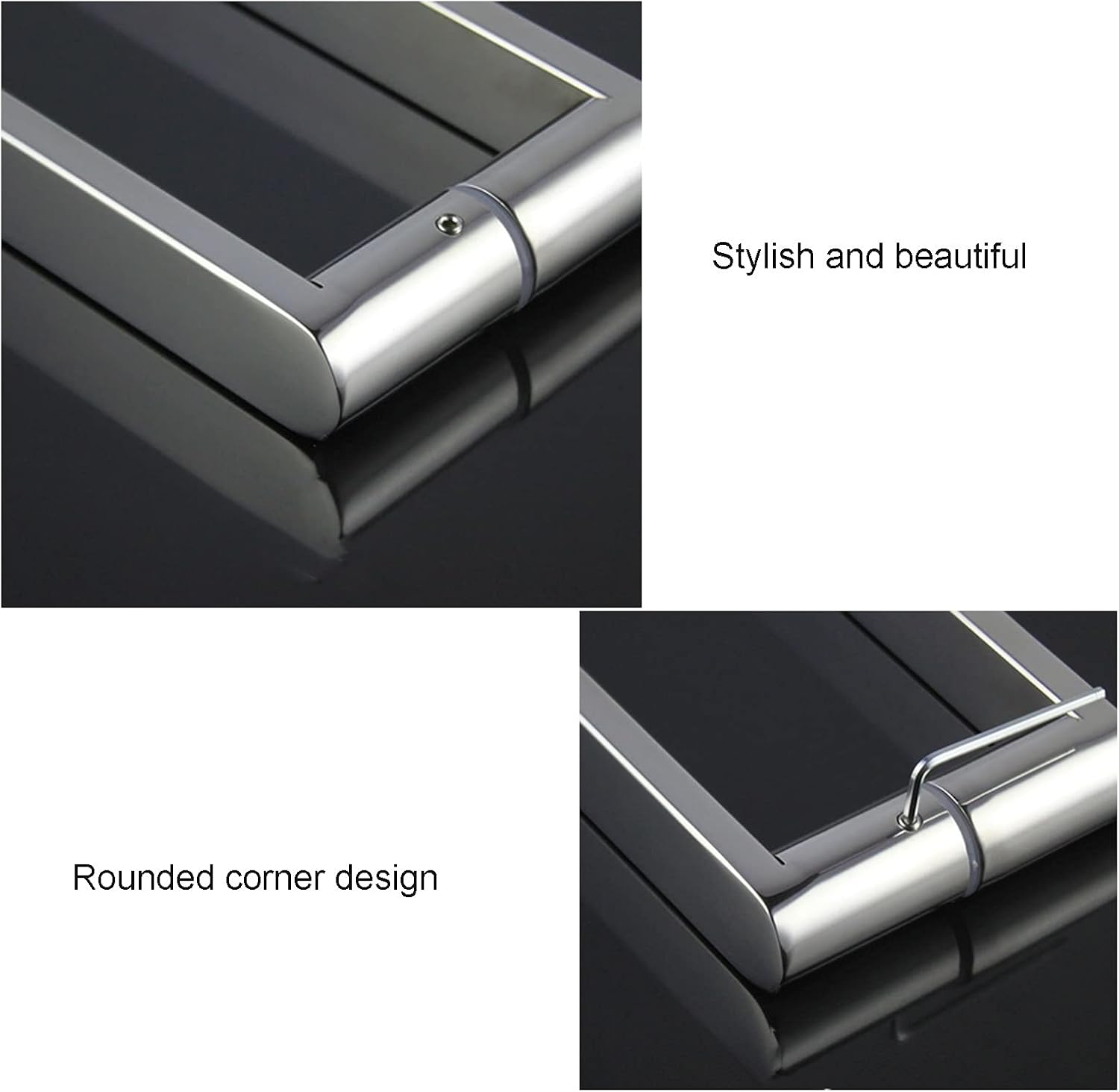 Pull Push Door Handles,SUS304 Stainless Steel Polished Chrome Finish Push and Pull Glass Door Handle Household Glass Door Hardware Accessories (Size : 200mm) (Size : 165mm)