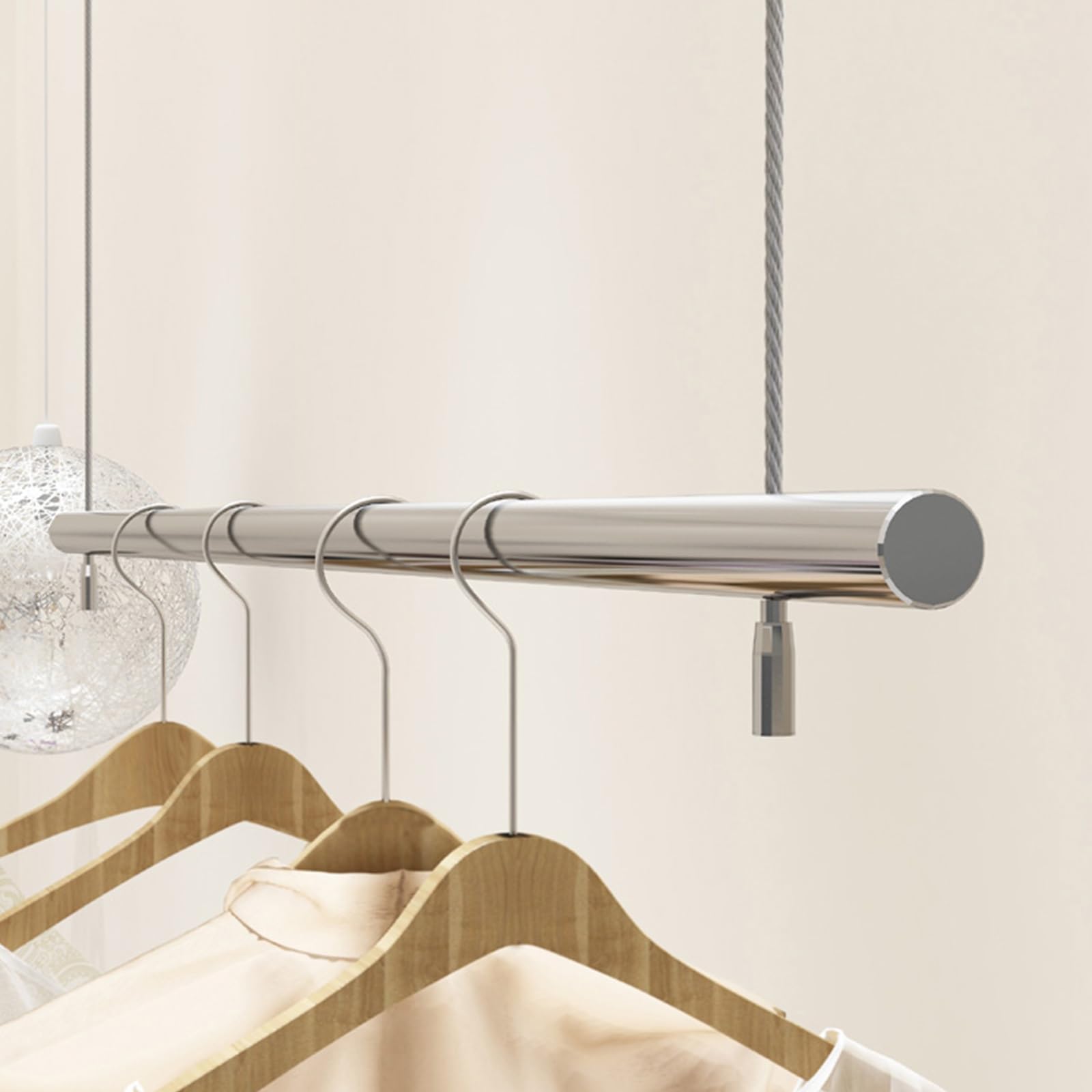 Jcgly Appendiabiti da Soffitto Stand Appendiabiti Regolabile in Altezza, Acciaio Inox, Asta Appendiabiti per Esposizione al Dettaglio, Asta Appendiabiti, Argento(80cm/31inch)