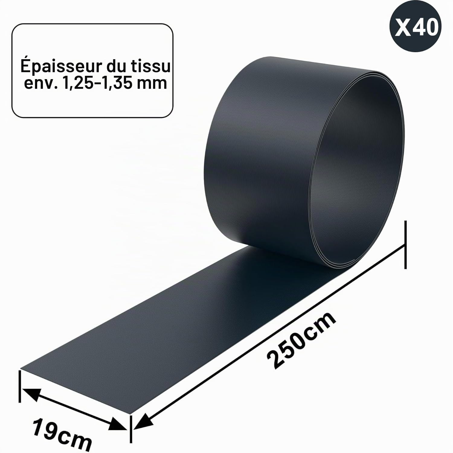 LZQ Bandes brise-vue en PVC 40x dur, rouleau de 25 m x 19 cm, double fil opaque pour jardin, balcon, anthracite