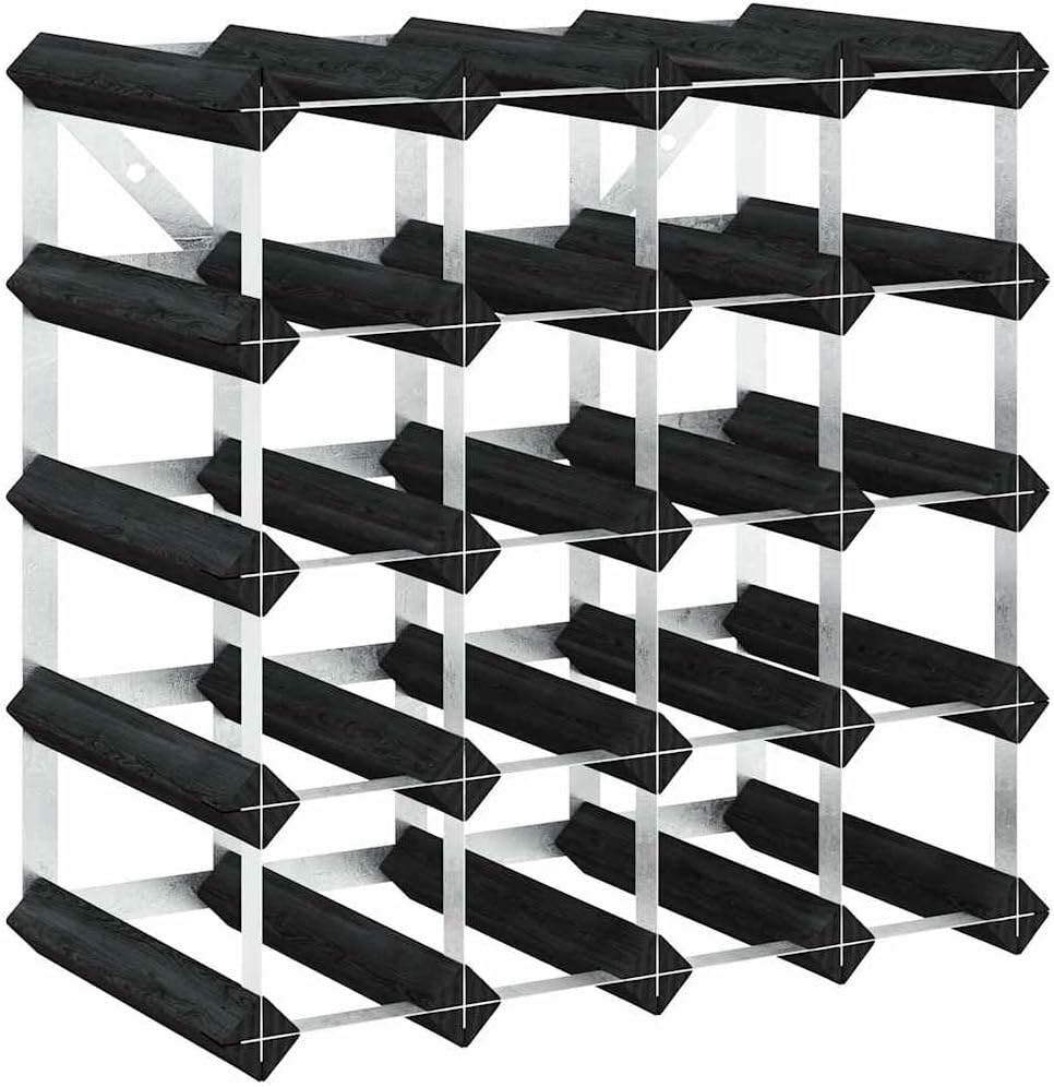 vidaXL Solid Pine Wood Wine Rack-Black | Freestanding Wine Holder | Holds Up to 20 Bottles | Modern-Sophisticated Yet ic Home Décor | Assembly Required.