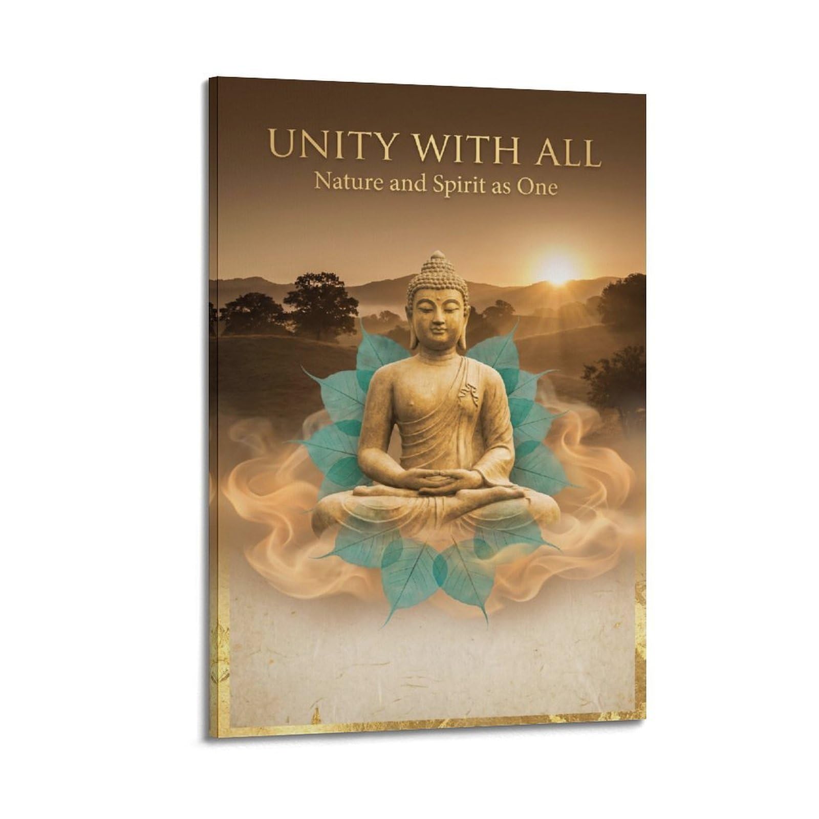 OKNGB Buddha Nature Poster Seated Statue Landscape Meditation Decorative Painting Canvas Art Picture 24x36inch(60x90cm)