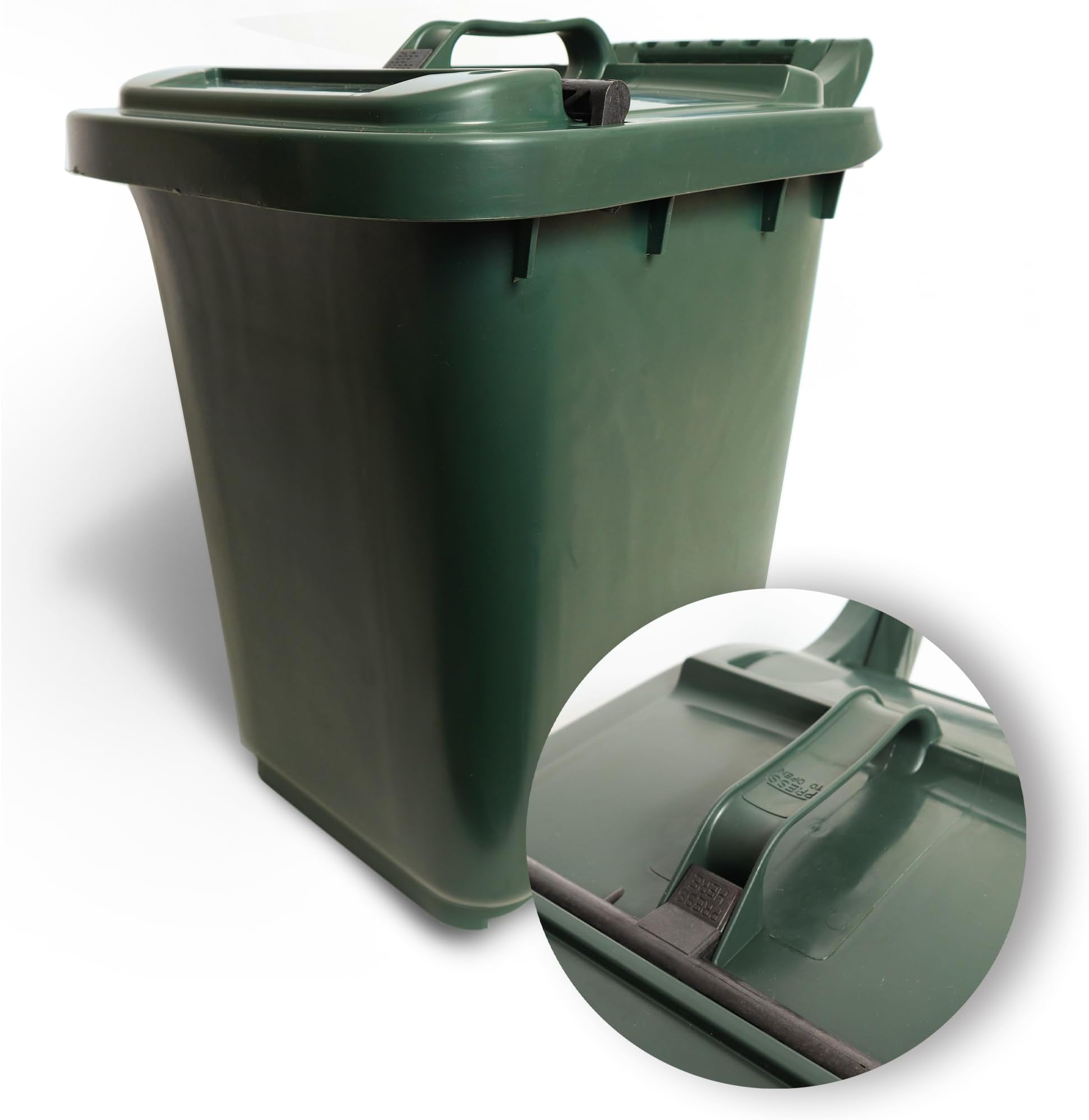 Green Lockable Compost Caddy Large 23L Kerbside Bin for Food Waste or Pet Food with Lock