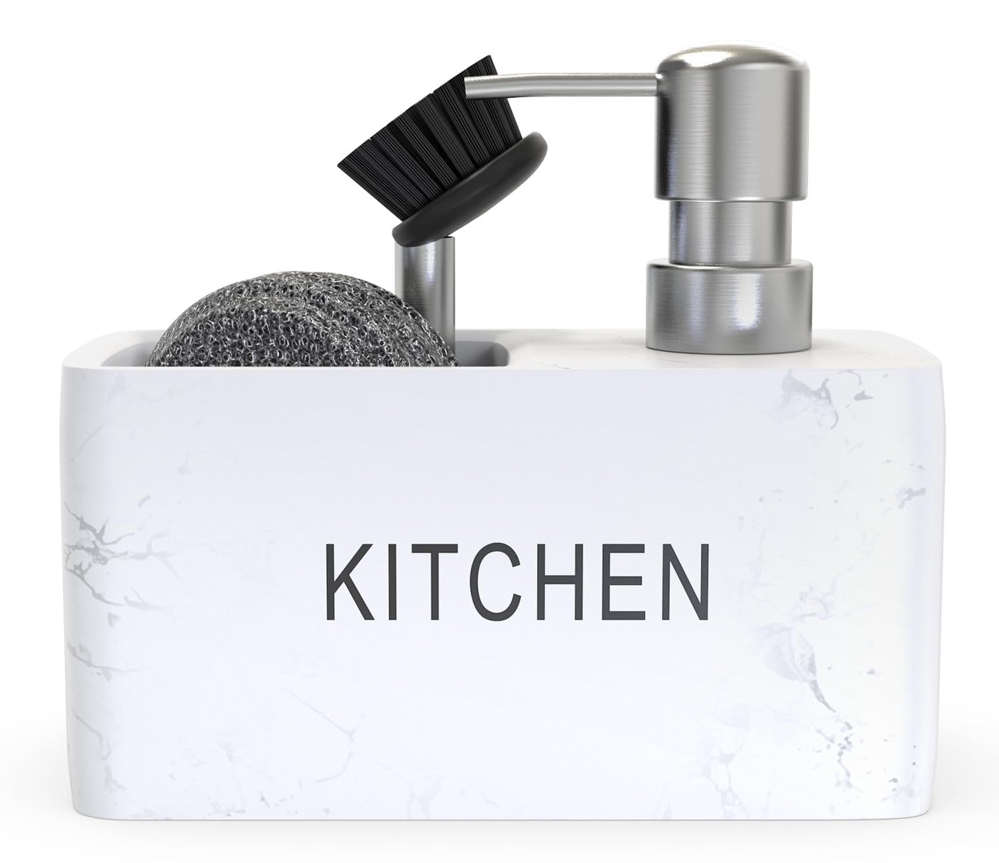 CHILL HOUSE Accesorios Cocina - Dispensador Jabón Cocina con Recipiente Estropajo Cocina - Dosificador Jabon Cocina con Porta estropajos Fregadero y Jabonera Cocina - Dispensador Jabon Cocina