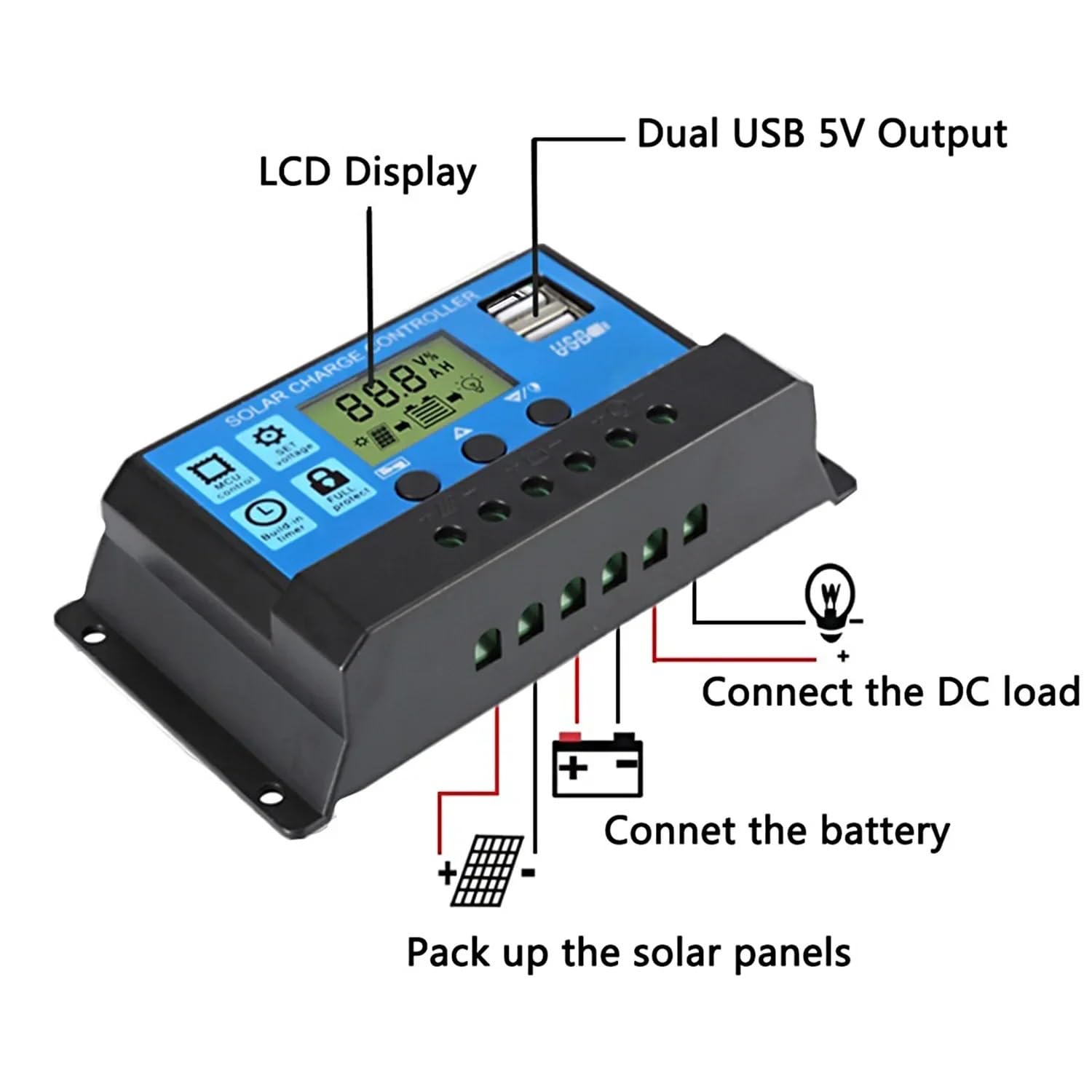 Cargador de panel solar de 1200 W con controlador de 100 A, placa solar de carga de celdas de 12 V con doble USB for autocaravanas, yates(With 100A Controller)
