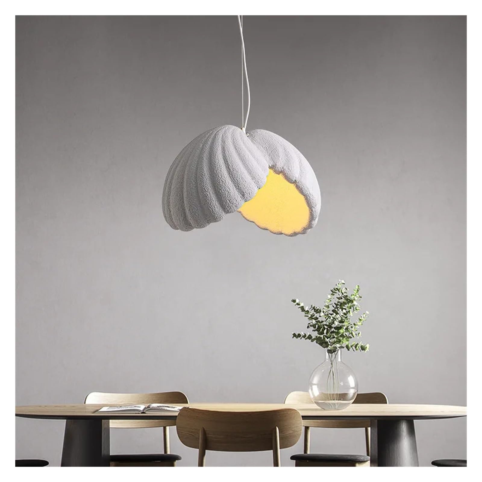 MESOVFCA White Minimalist Shell Chandelier for Bedroom Study Restaurant Personality Decor,Warm Atmosphere