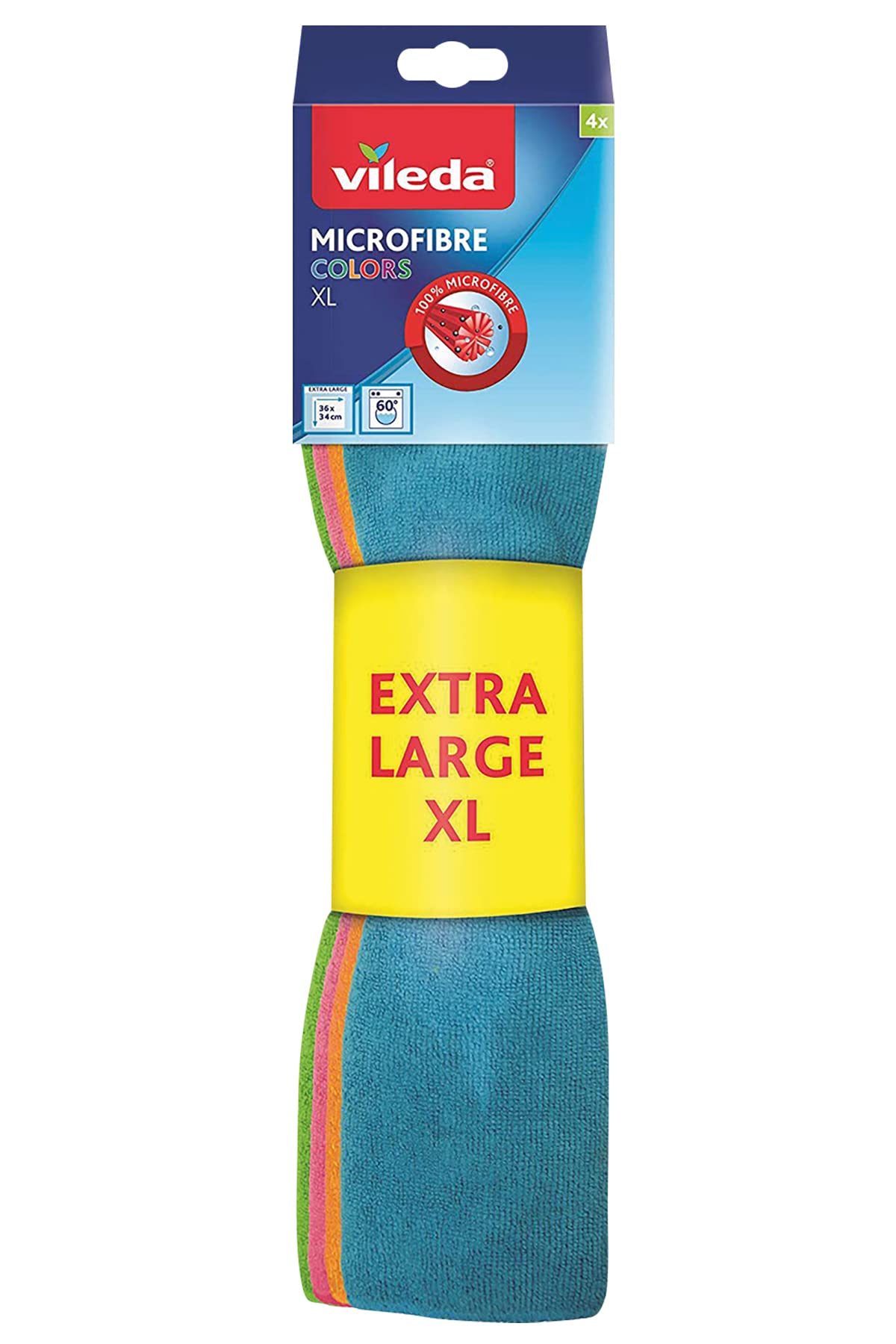 Vileda Set of 4 XL Colored Microfiber Cloths