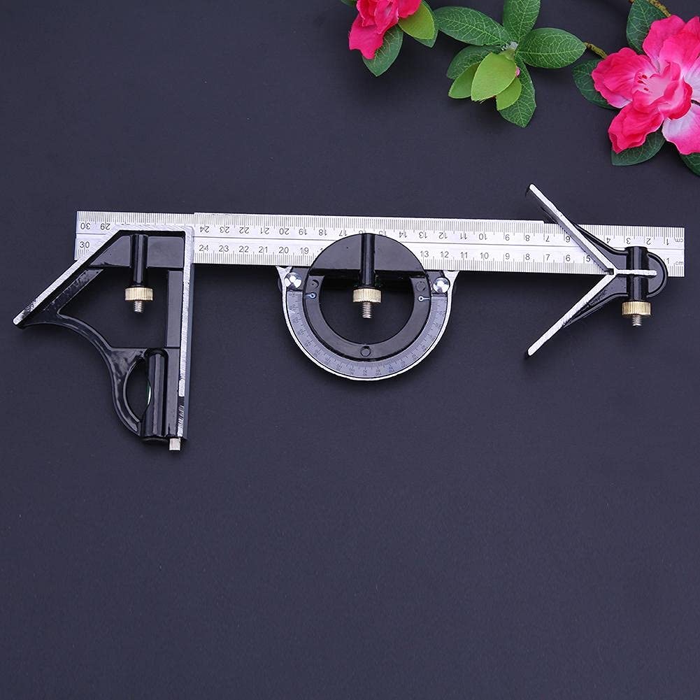 3pcs 300mm / 12 "MEDICIÓN 3 IN1 Regla Ajustable Multi Combinación Multi Angle Finder Protractor Spirit Level Tool de medición