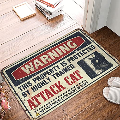 Tapis de bain Warning Attack Cat 65x90 cm humour chat - 2