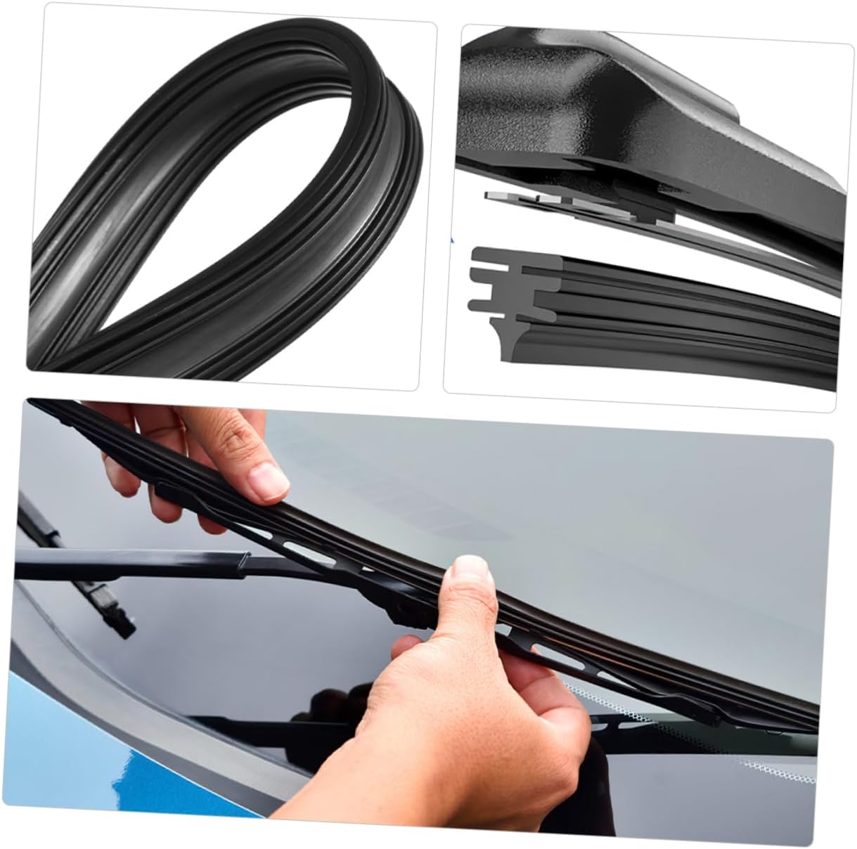 Cabilock 4Pcs Windshield Wiper Blade Refill Rubber Strips for Improved Performance Durable Silent Design Compatible with Wipers Weather Resistant Window Wiper Strips