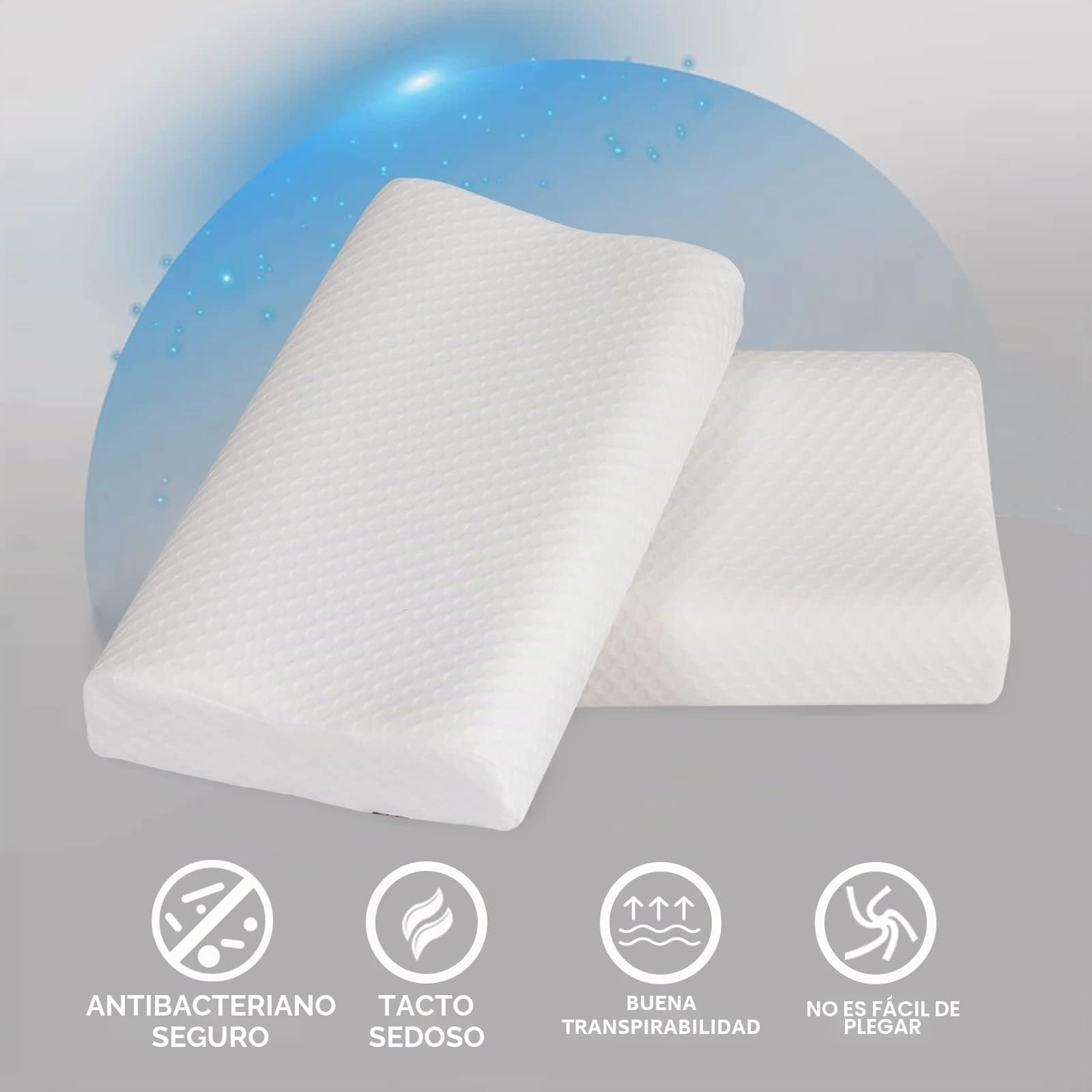 Good Nite Almohada de Espuma viscoelástica para el Contorno del Cuello, Almohada ortopédica Cervical ergonómica, Suave, Almohada Profunda para Dormir de Lado y Boca Arriba