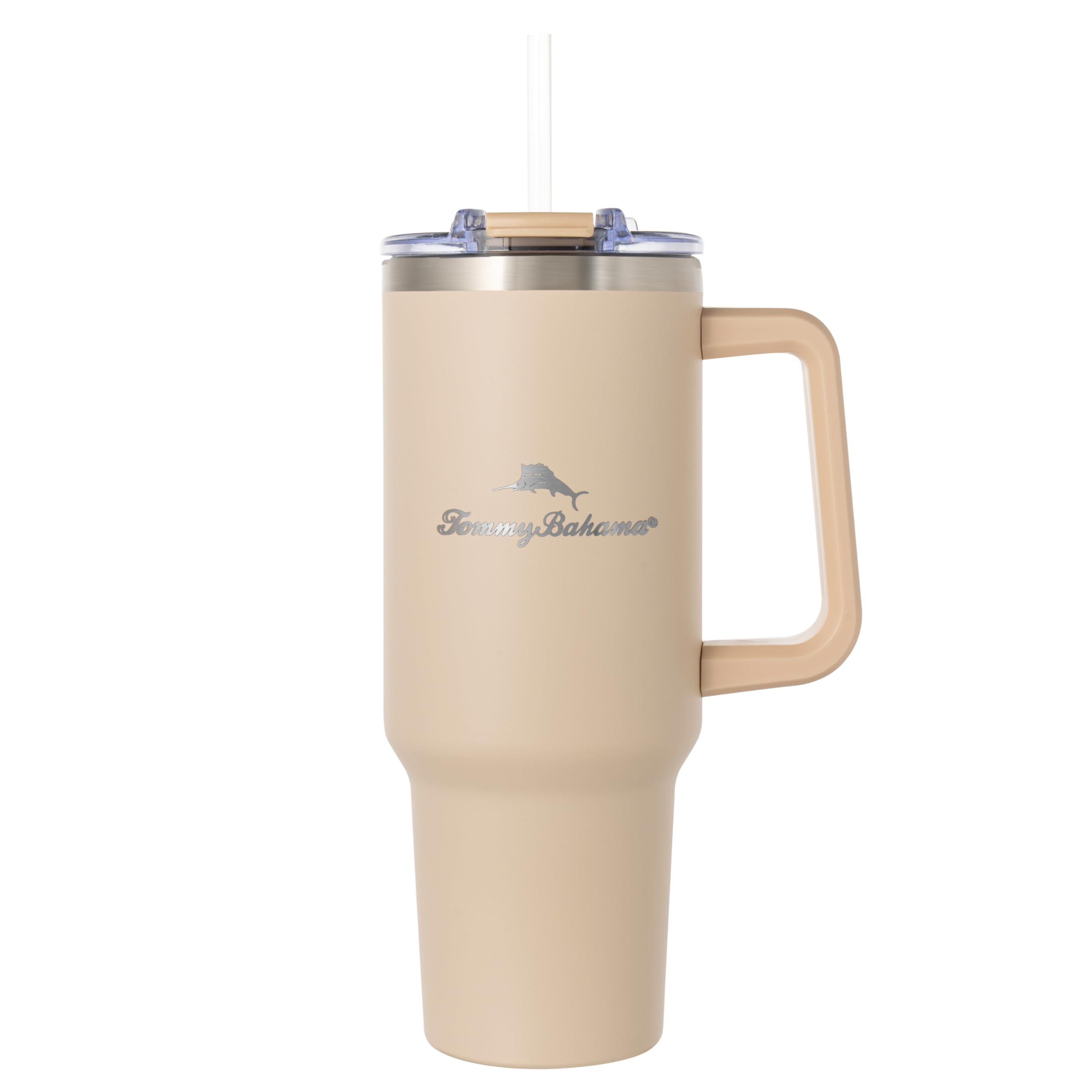 Tommy Bahama Vacuum Insulated Water Bottle with Straw - Double-Wall Stainless Steel, BPA Free, Keep Drinks Warm for 6 Hours or Cold for 12 Hours -