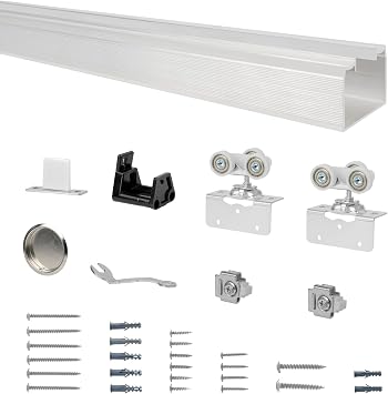 DIYHD 48" Commercial Grade Aluminum Pocket Door Track Kit,Ceiling Mount Box Rail Sliding Door Hardware-Raw Material