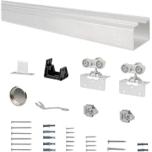 DIYHD 96" Commercial Grade Aluminum Pocket Door Track Kit,Ceiling Mount Box Rail Sliding Door Hardware-Raw Material