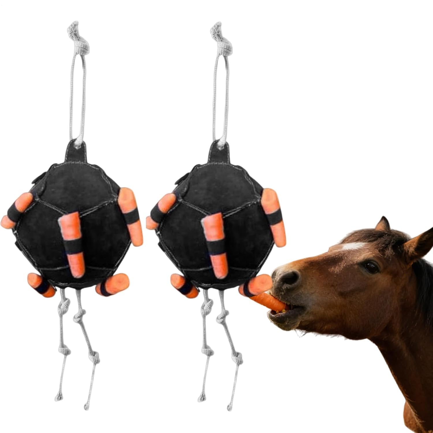 2pcs Enrichment Carrot Dispenser Horse Enrichment Toys Horse Treat Feeding Ball Toys for Training Boredom Relief Horses Goats Sheep Cattle Farm Stable Field Stall