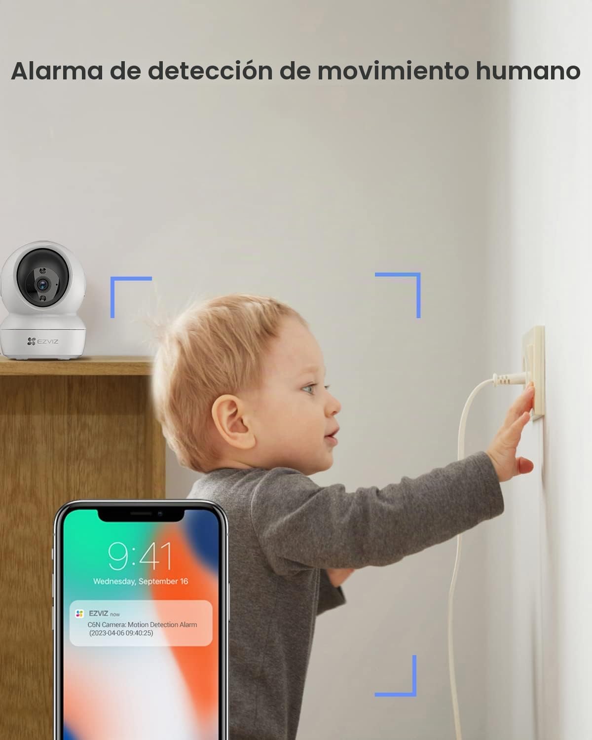 EZVIZ Cámara Vigilancia WiFi Interior 360º, 2K+ Camara Vigilancia Bebe, Visión Nocturna, Audio Bidireccional, Detección de Personas, Control Remoto, Compatible con Alexa, Andriod/iOS, Modelo C6N 4MP