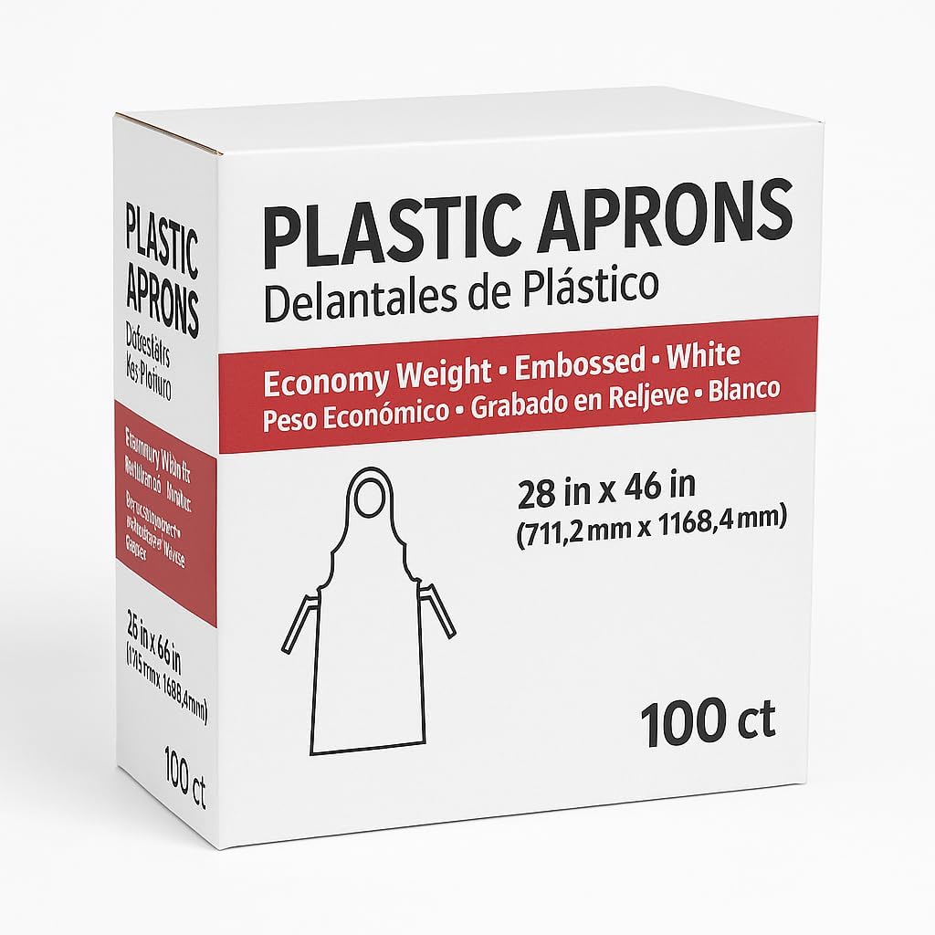 Disposable Food Service Aprons – 500 Pack (5 Cases), 28x46, Waterproof White