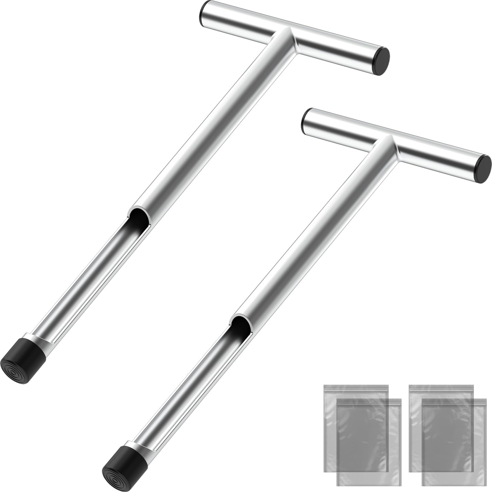 ForoGore 2 Pack 17 Inch Stainless Steel Soil Sampler Probe, T-Style Handle Soil Test Probe, Soil Probe for Soil Sampling, Soil Test Kit for Plant Care, Farm, Lawn Garden-image-18