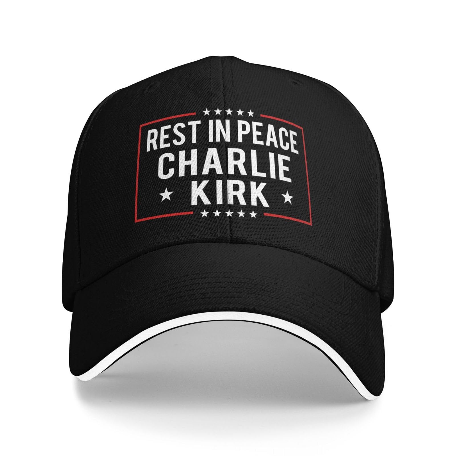 Hacxz Unisex Black Rest In Peace Tribute Charlie Kirk Hats Republican Stand With Charlie Baseball Cap