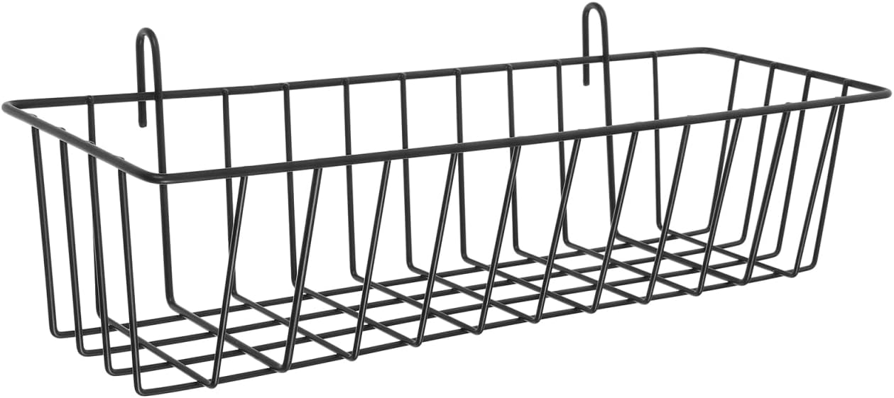 ULTECHNOVO Hanging Wire Basket Kitchen Storage Organizer over Cabinet Door Metal Wire Basket for Bathroom Toiletries and Pantry 12.40X3.54X3.14In Black
