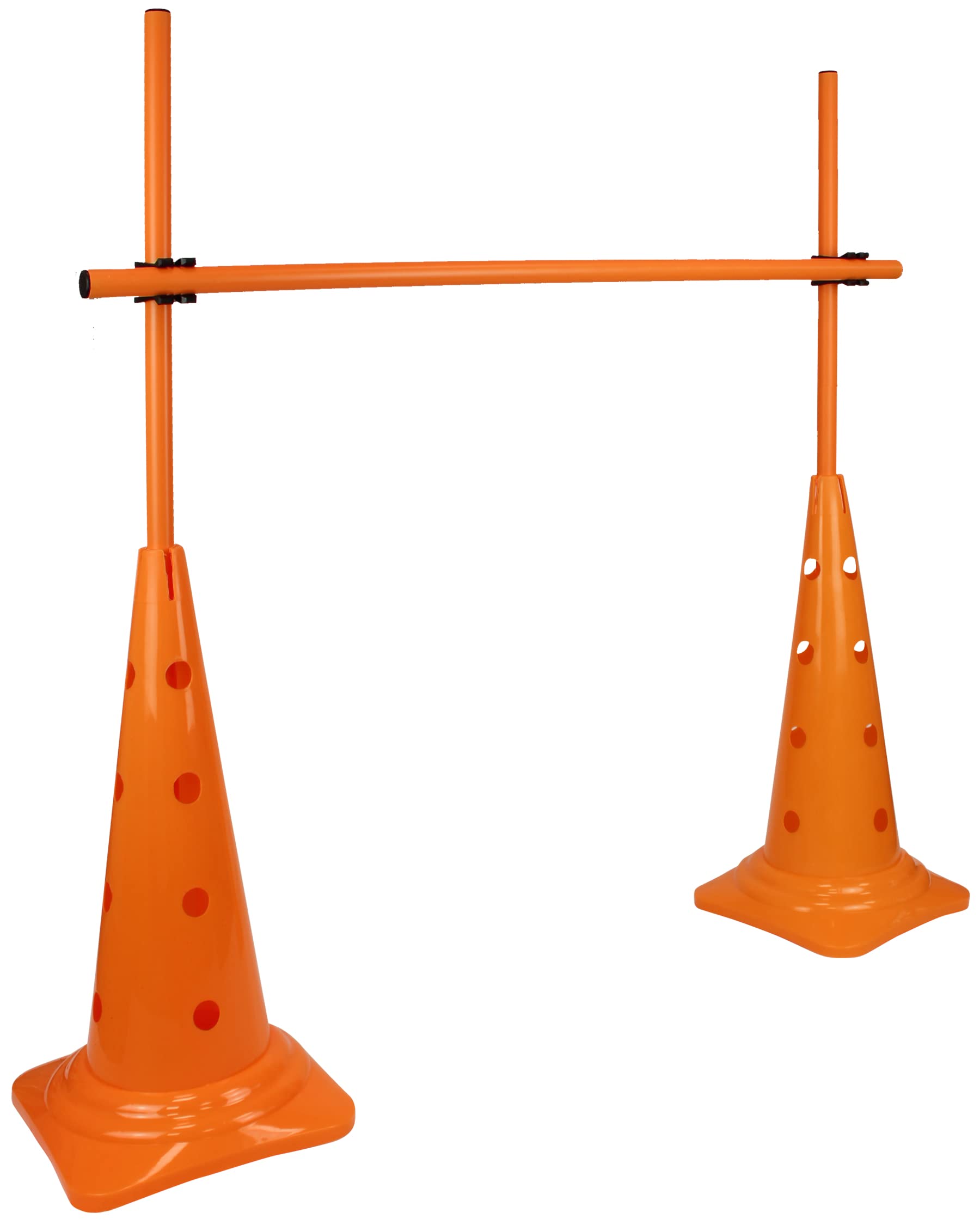 Set di ostacoli con 50 pali – 100 cm – Arancione – Ostacolo da allenamento con altezza regolabile – Ostacolo a innesto per agilità, calcio e sport cinofilo