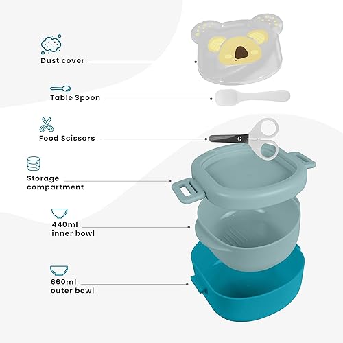 Miniatura 3 de KIDDOSPHERE Lonchera Bento para niños, duradera, con 2 compartimentos y un juego de utensilios, a prueba de fugas y sin BPA, para niños, perfectos