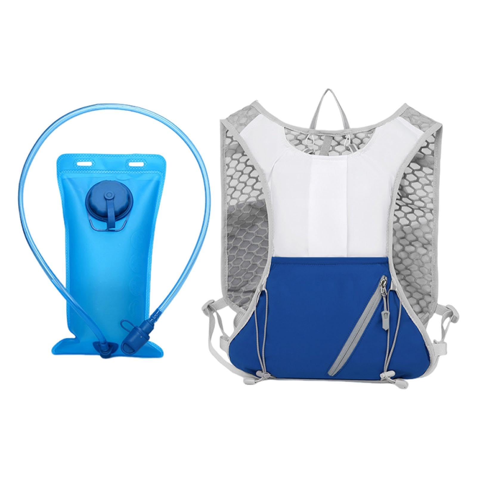 Running Hydration Vest Backpack Reflective Daypack for Trail Jogging Cycling White Blue-picture-34