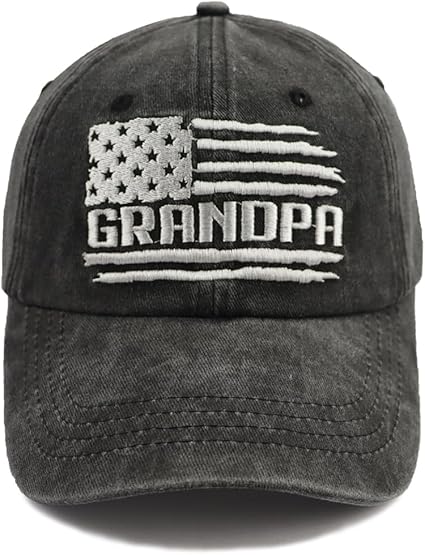 Grandpa American Flag Hats for Men, Best Dad Birthday Gifts for Grandfather, Adjustable Embroidered Cotton Baseball Cap