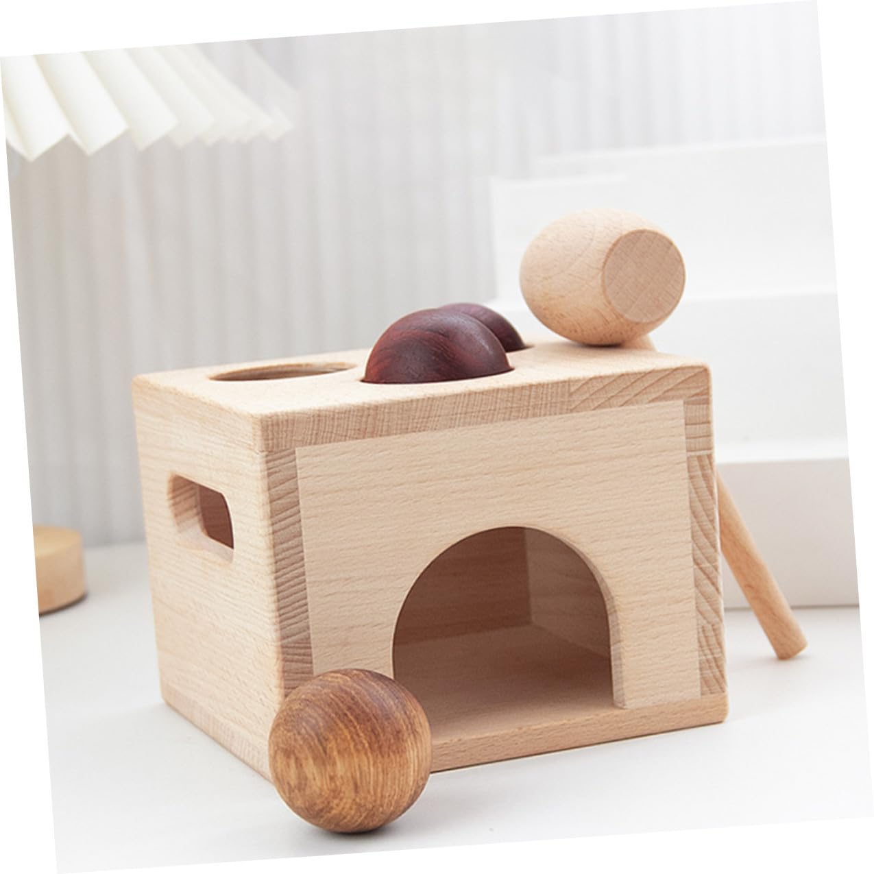 TOYANDONA Gioco in Legno Scatola e Palline per Bambini, Migliora Coordinazione Mano-Occhio e Attira Attenzione, per Gioco Educativo Precoce