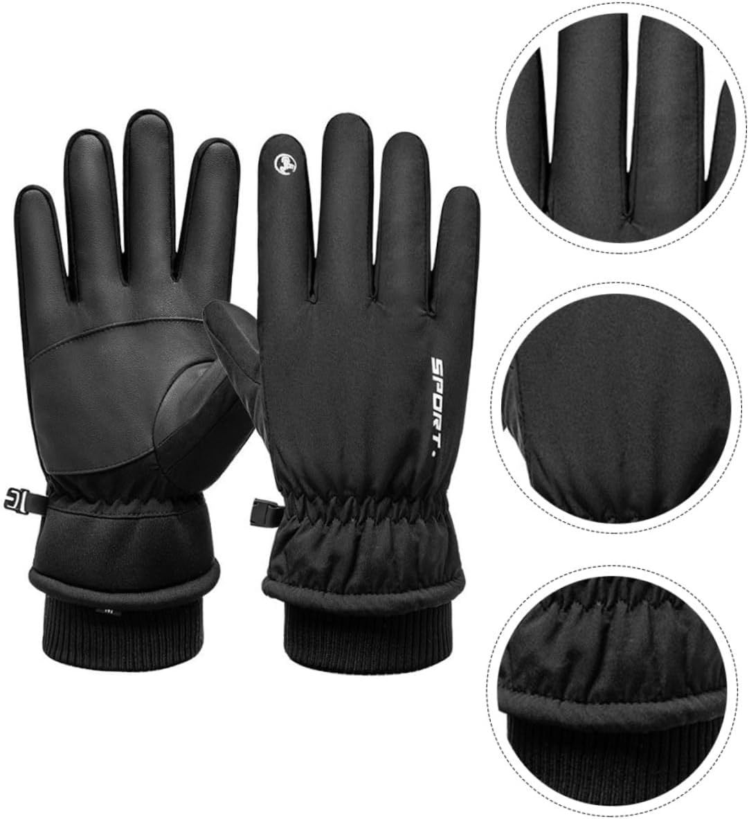 Wakauto Ski Gloves 3 Pairs Gloves Snowboard Gloves Touch Fishing Glove Cycling Glove Cold Protection Man Motocross Velvet Gloves for Skating, yo, Black, 28UF095J122