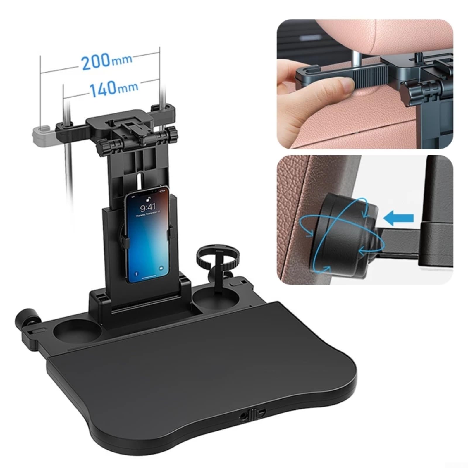 Plateaux de jeu de voiture, chaise multifonction noire, table pliante pour siège auto, support de téléphone, plateau de rangement pour siège arrière de voiture, plateau pliable pour ordinateur