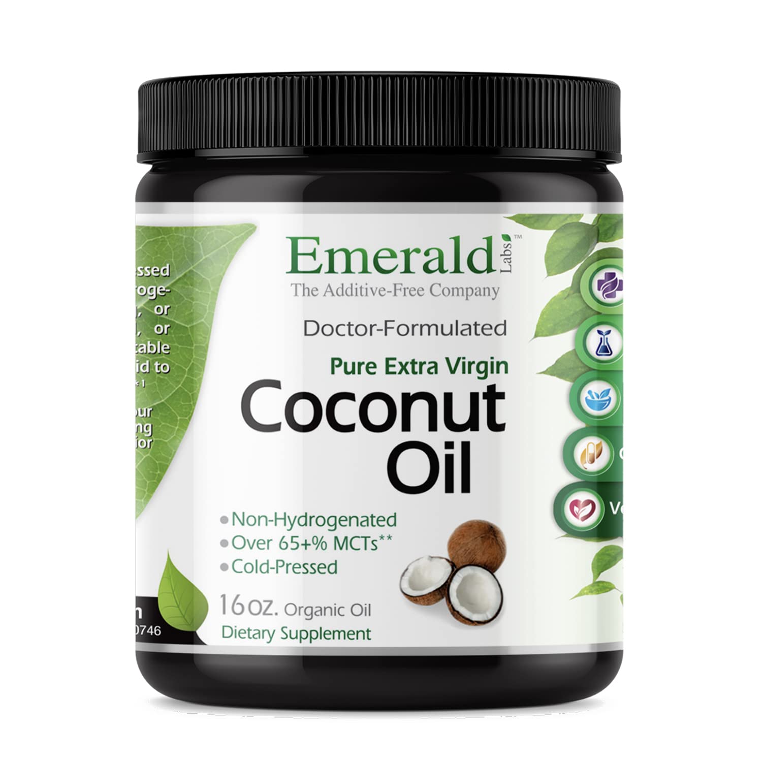 EMERALD LABSPure Virgin Coconut Oil - Cold-Pressed, Organic Coconut Oil for Brain Health & Immune Support - Gluten-Free - 16 oz (32 Servings)