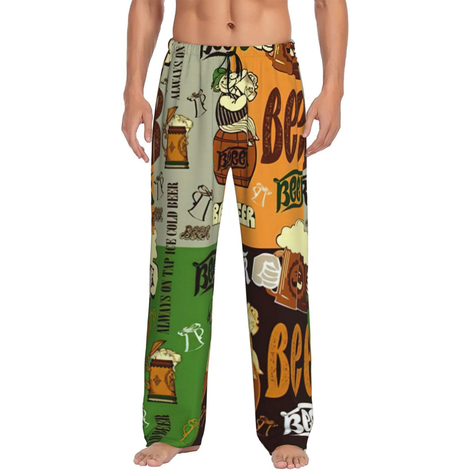 Beer Mens Pj Pajama Pants Bottoms Lounge Sleepwear Pjs With Pockets And Drawstring