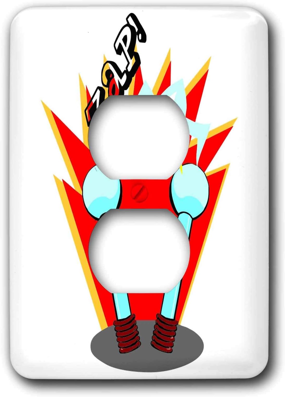 3dRose lsp_23491_6 Zap Cartoon Electricity - 2 Plug Outlet Cover