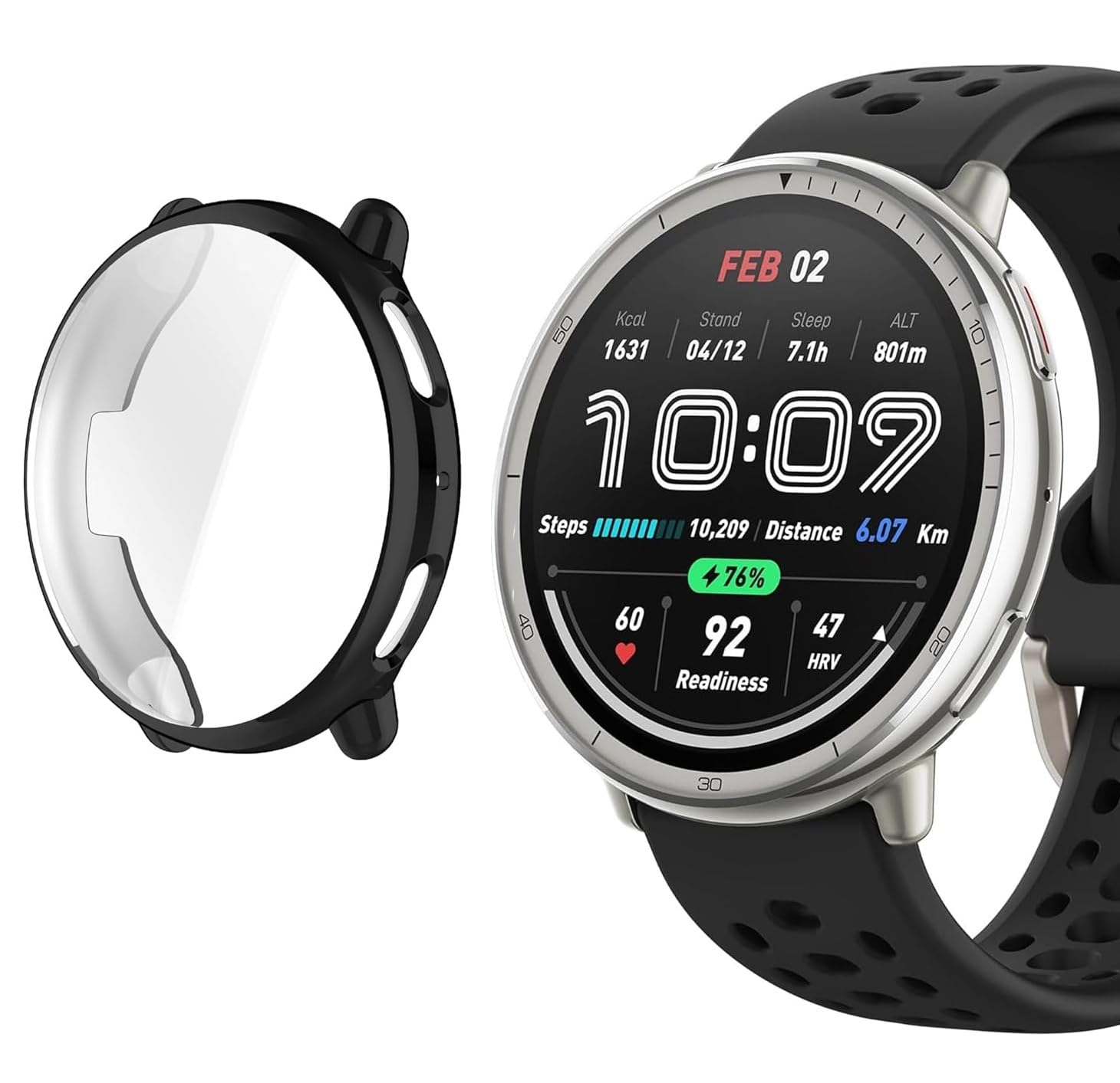 M.G.R.J® Soft & Flexible TPU Front Protection Case Cover for Amazfit Active 2 44mm (Black)-image-7