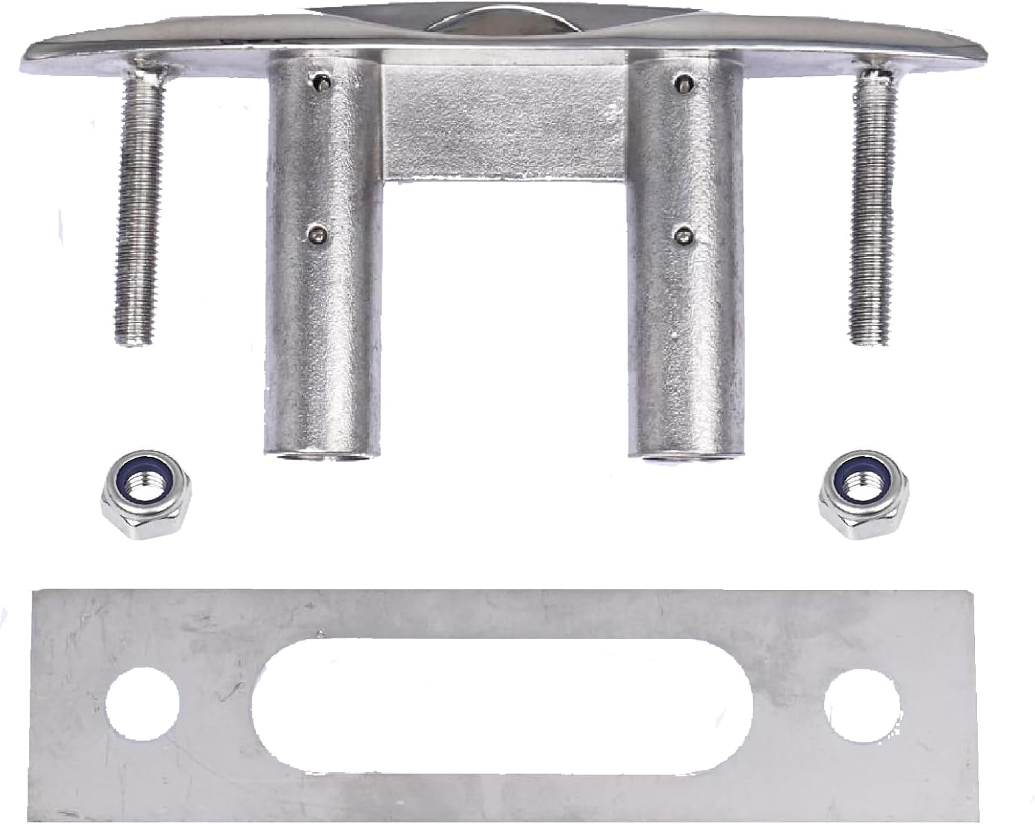 NovelBee 4pcs Boat Pull Up Flush Mount Cleats,Marine Dock Deck Cleat,316 Stainless Steel Retractable Low-Profile Mooring Rope Cleat with Backing Plate and Lock Nuts
