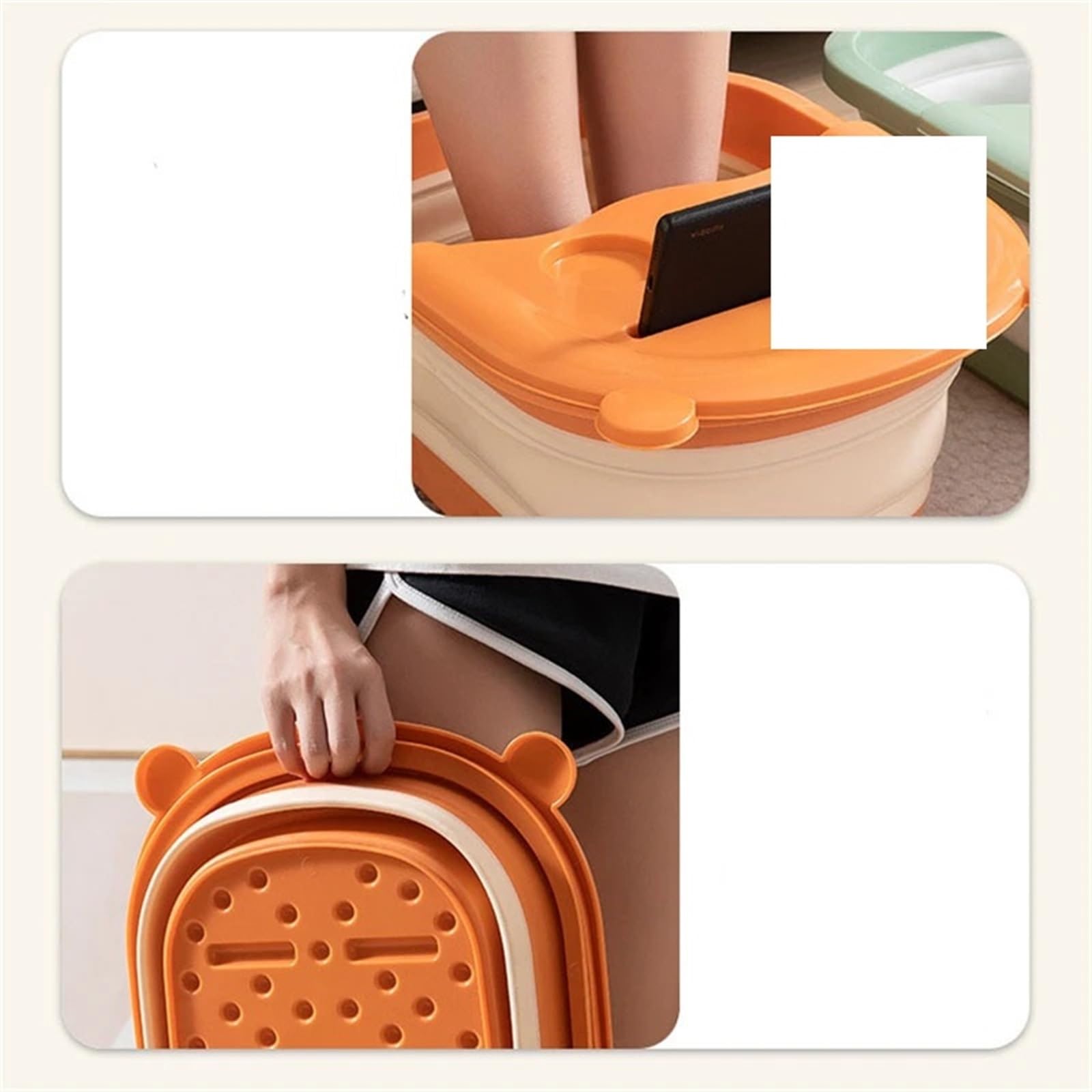 Baño De Pies Plegable Cubo plegable for baño de pies, lavabo for masaje , bañera for el hogar, cubo for for adultos, for remojo(Light green)