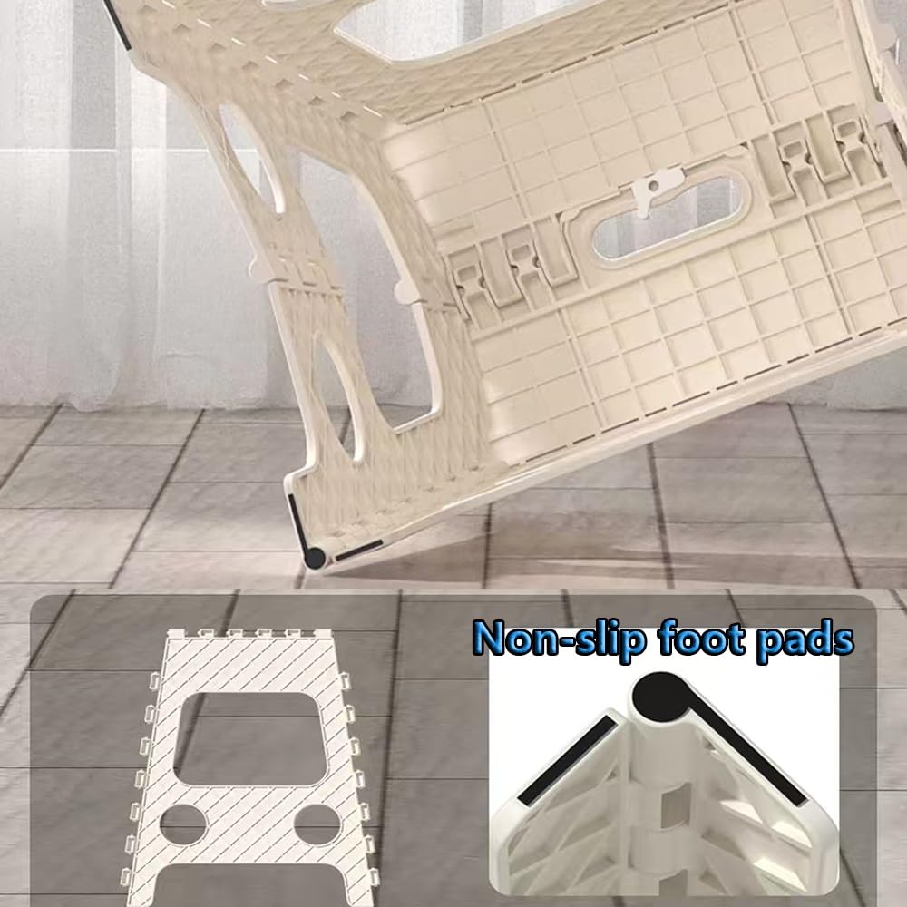 Pieghevole Sgabello da Bar, Plastica Sedile Alto Sgabello, Portatile Sgabello da Campeggi, Sgabello da Bagno Spiaggia Giardino Picnic Cucina(White)
