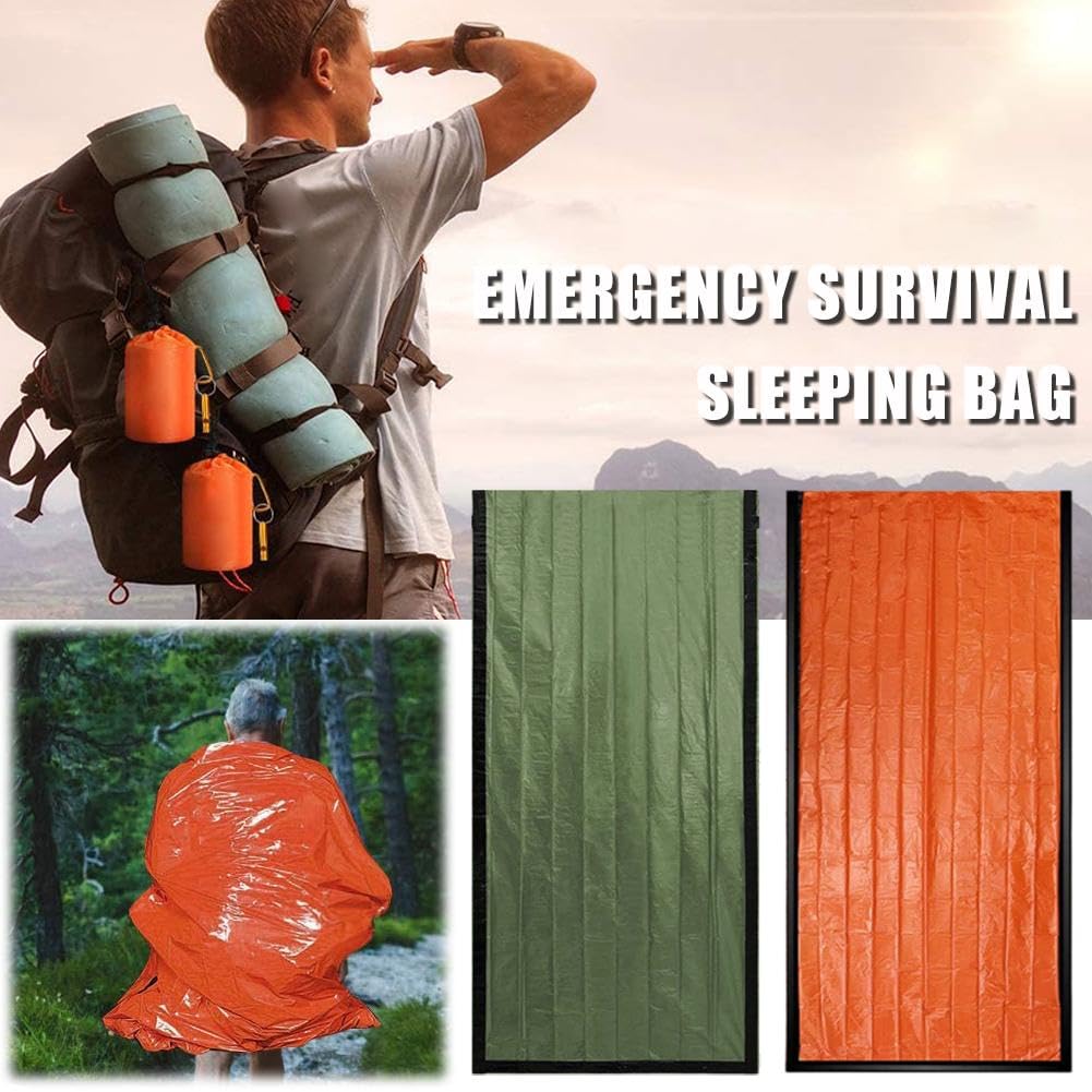 Überlebensschlafsack, Taschengröße, Notfallschlafsack, Notfall-Bivwaksack, Notfall-Rettungsdecke, wiederverwendbar für Outdoor-Camping, Wandern