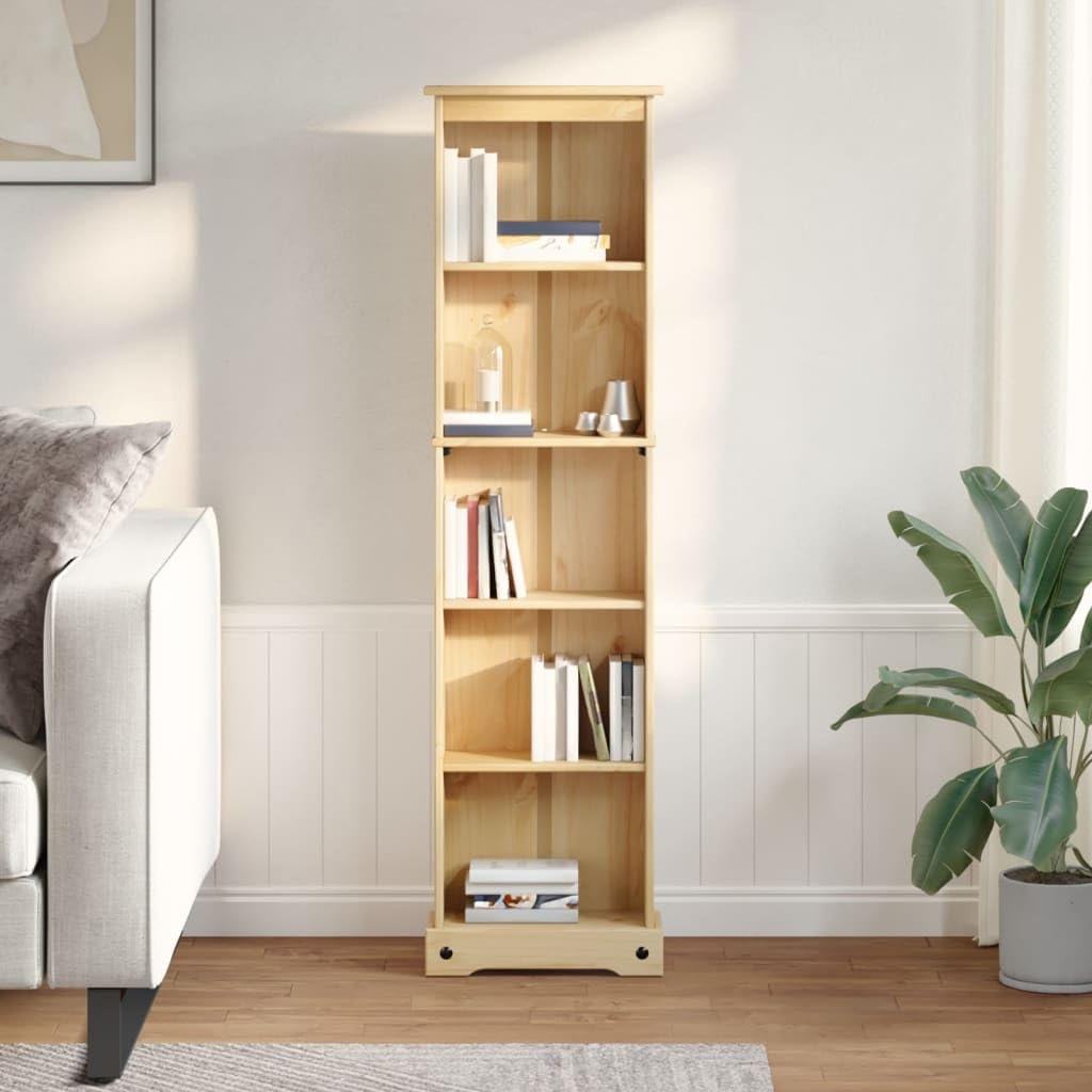 Estantería de madera maciza de pino con soporte de pared - Estantería decorativa con espacio de almacenamiento para libros, revistas y artículos decorativos en diseño rústico