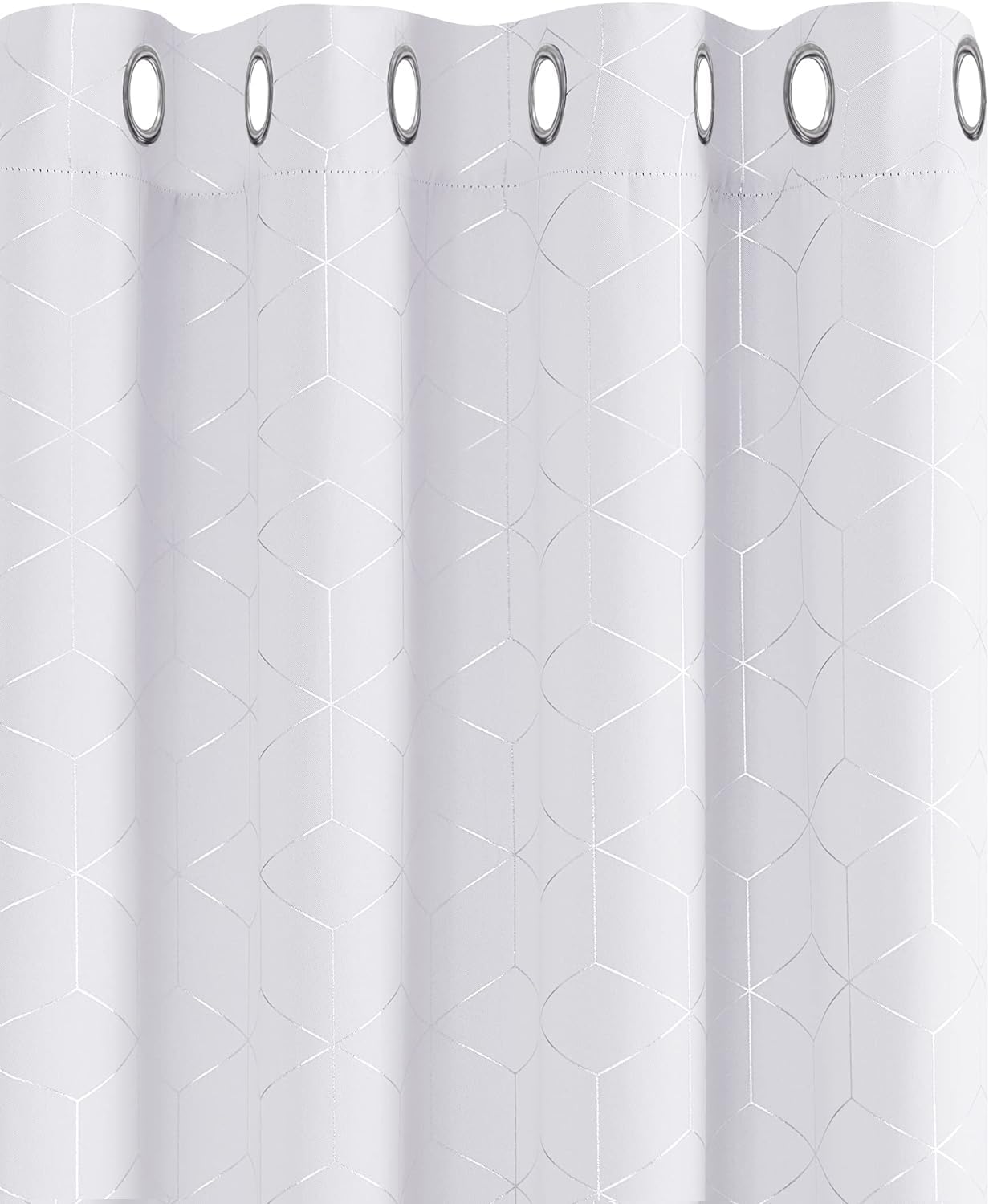 Deconovo Blackout Curtains, Eyelet Curtains, Diamond Foil Printed Energy Saving Curtains for Bedroom, 52 x 90 Inch(Width x Length), Sky Blue, One Pair — view 20